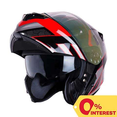 Bilmola Explorer Ex Flip Up Motorcycle Helmet Glossy, Red