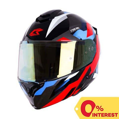 Bilmola Explorer Shape X Flip Up Motorcycle Helmet Glossy, Tri Color